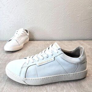 AllSaints Sheer Sneakers White Leather Womens Size 9 Low Top Sporty Lace up Shoe